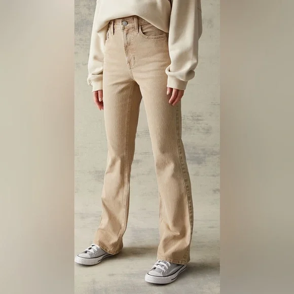 PacSun Beige Stretch High Waisted Bootcut Jeans Size 24